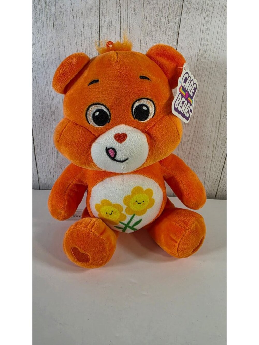 CARE BEARS FRIEND BEAR 10" PLUSH ORANGE SUNFLOWER STUFFED ANIMAL BASIC FUN